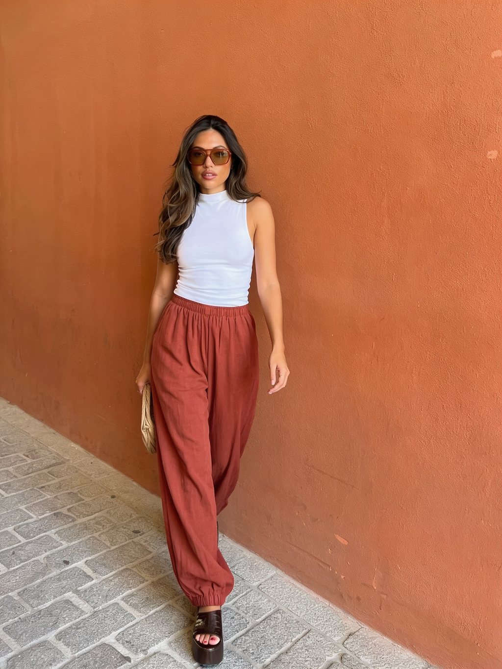Dusty orange balloon pants
