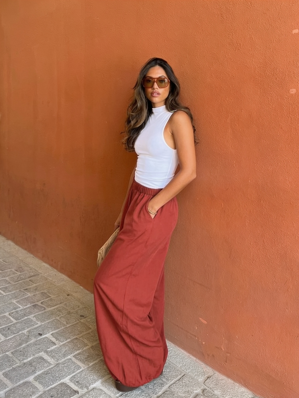 Dusty orange balloon pants