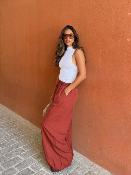 Dusty orange balloon pants